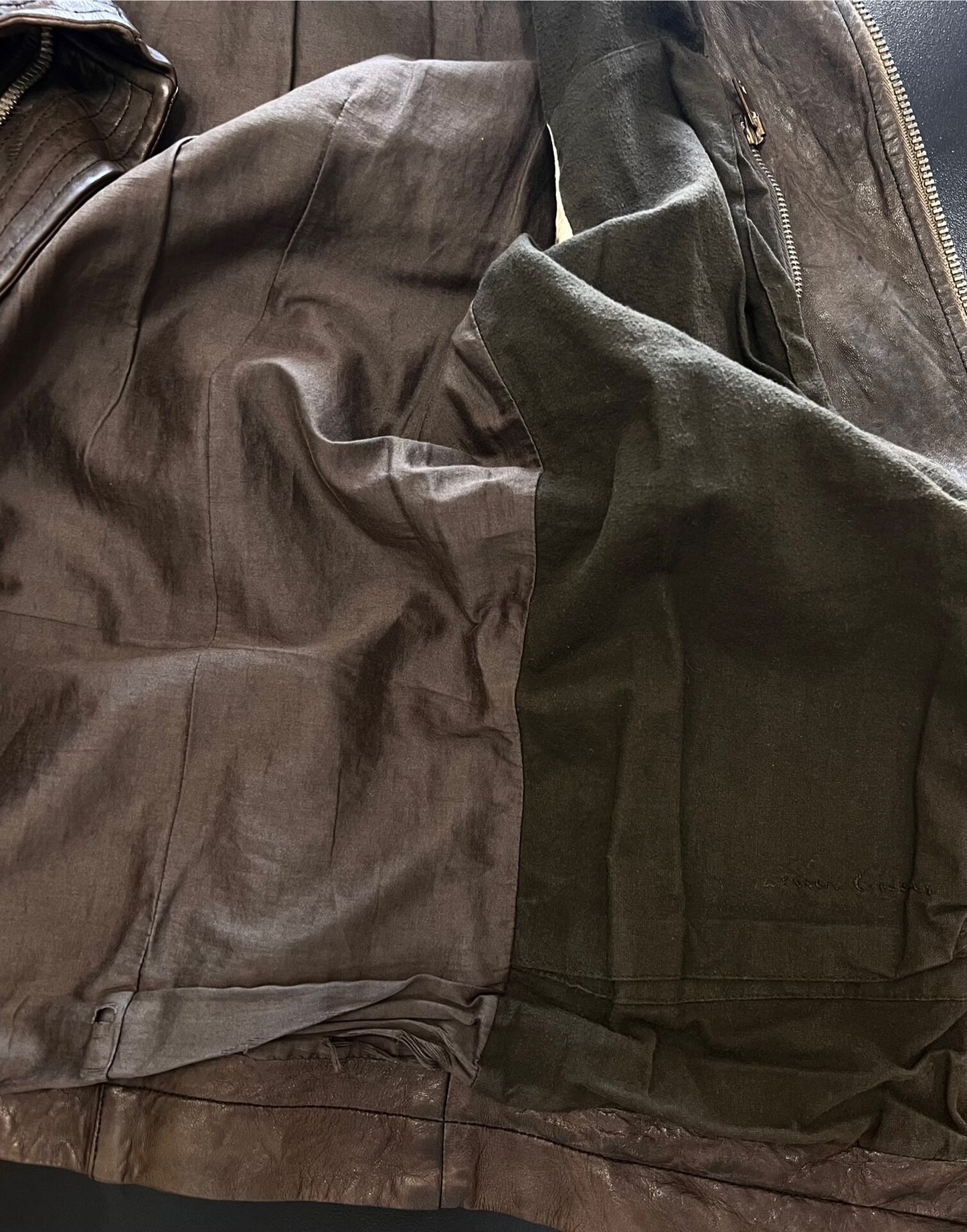 Rick Owens High Neck Leather Jacket