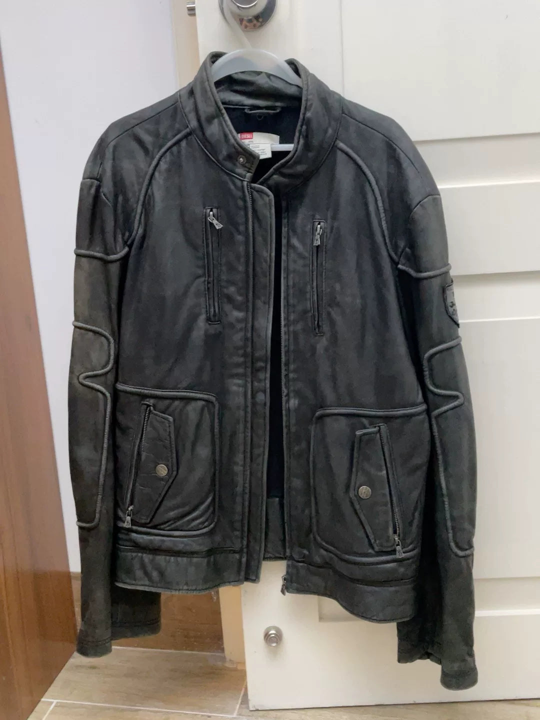diesel leather biker jacket size xxl