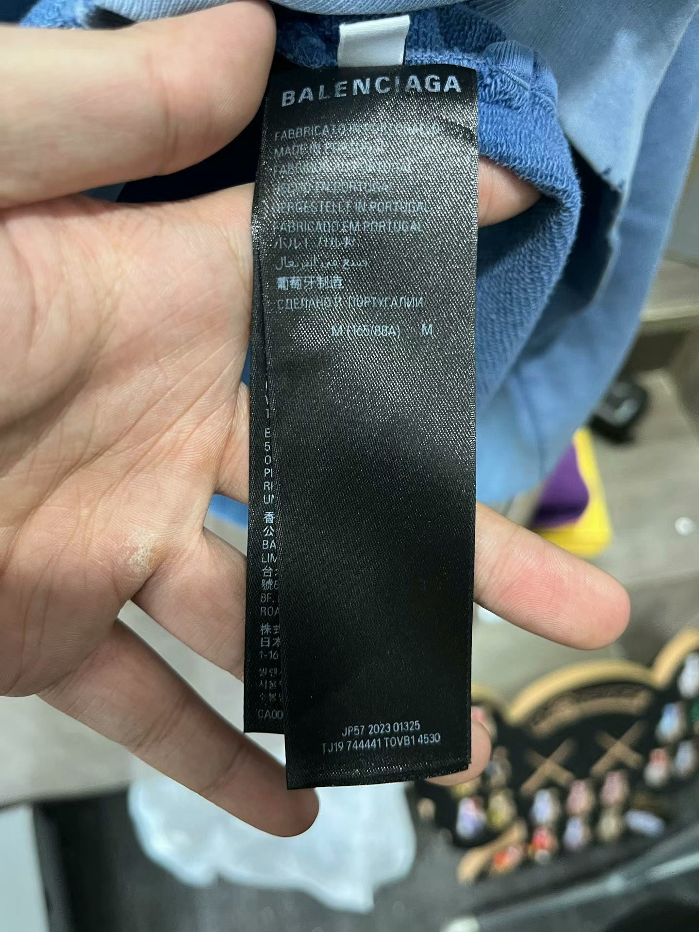 balenciaga blue hoodie with logo print