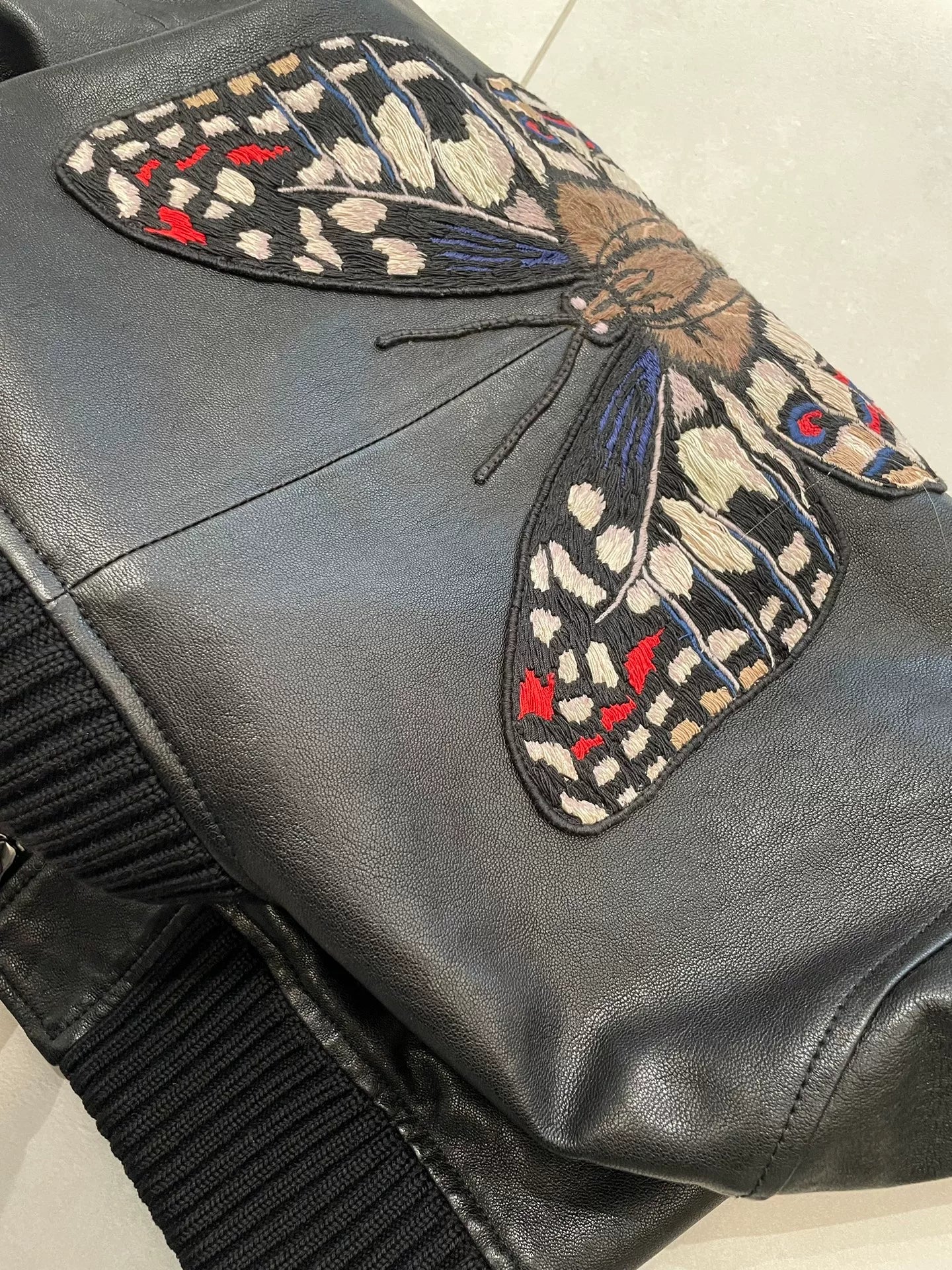 Gucci Embroidered Leather Jacket