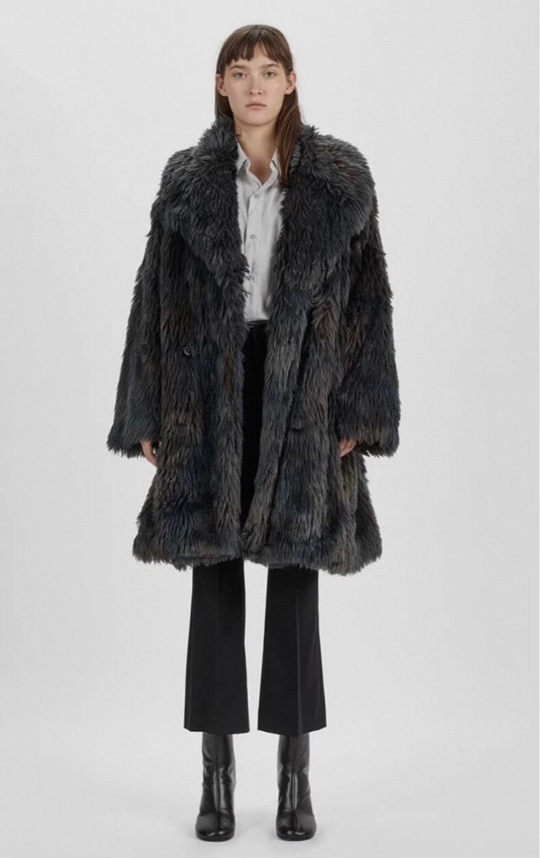 stylish dyed fur jacket by maison margiela