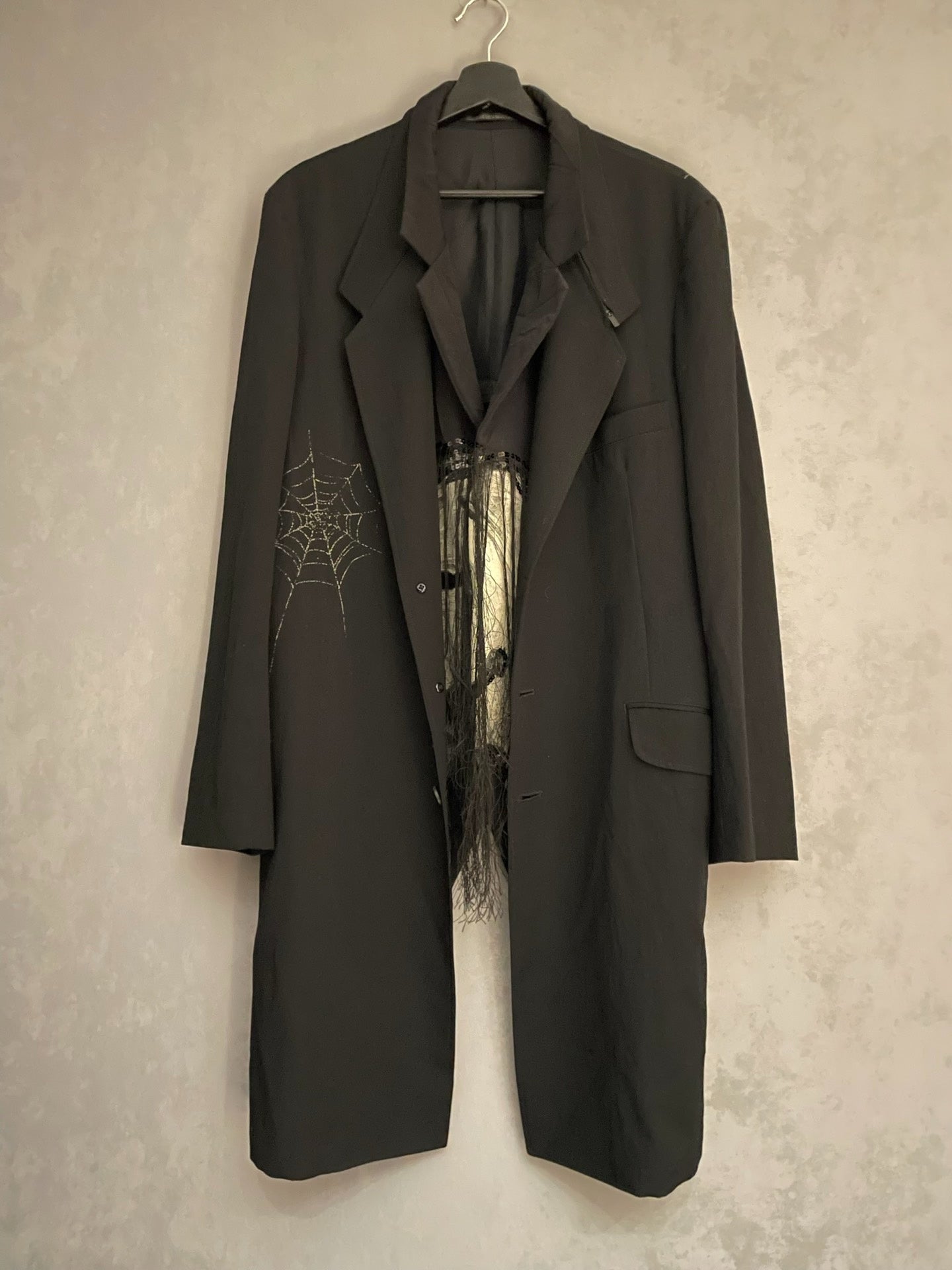 yohji yamamoto spider web coat