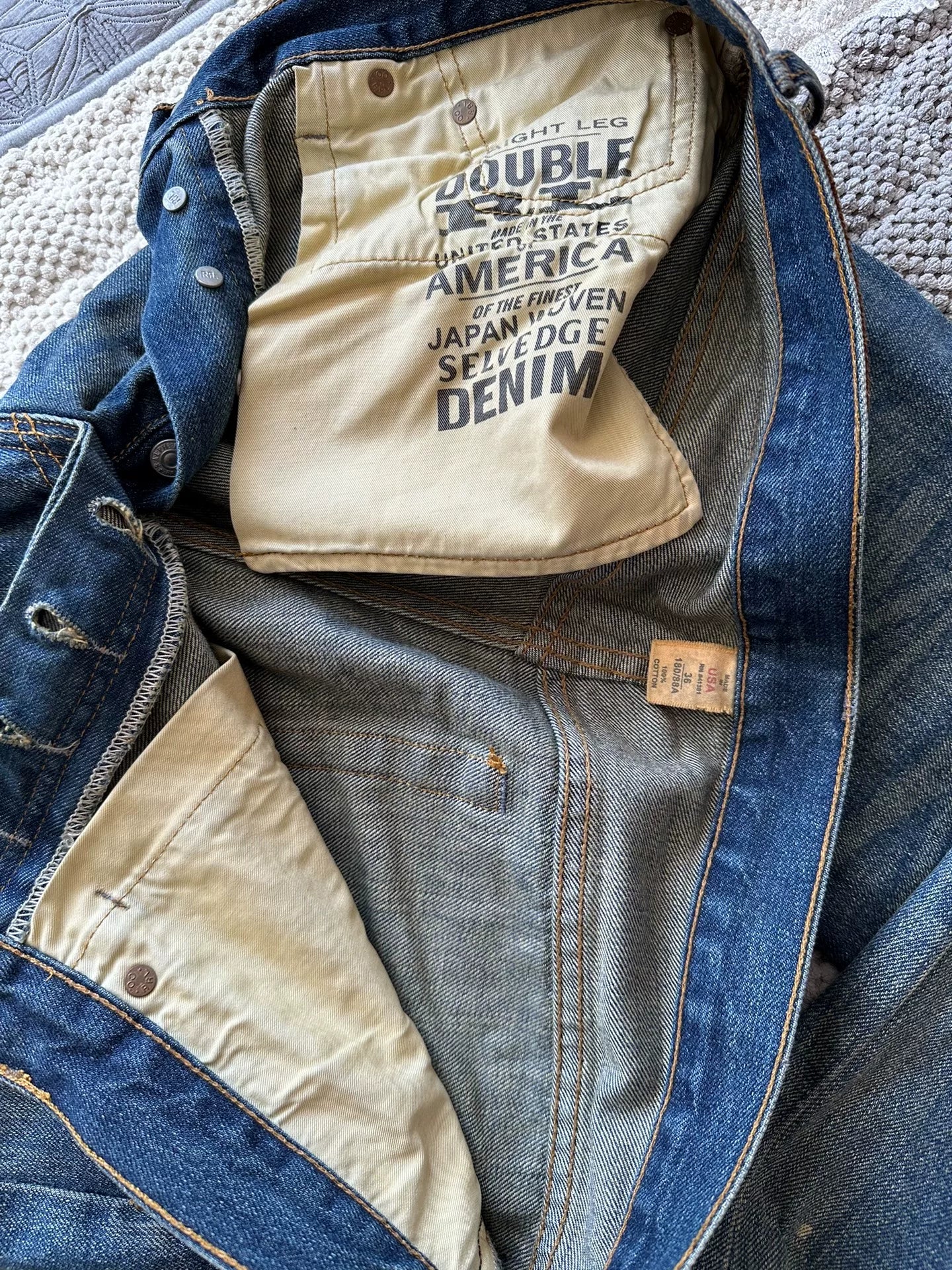 RRL Selvedge Distressed Patchwork Jeans