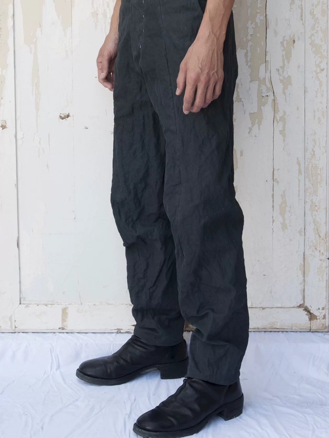 vintage washed texture long pants