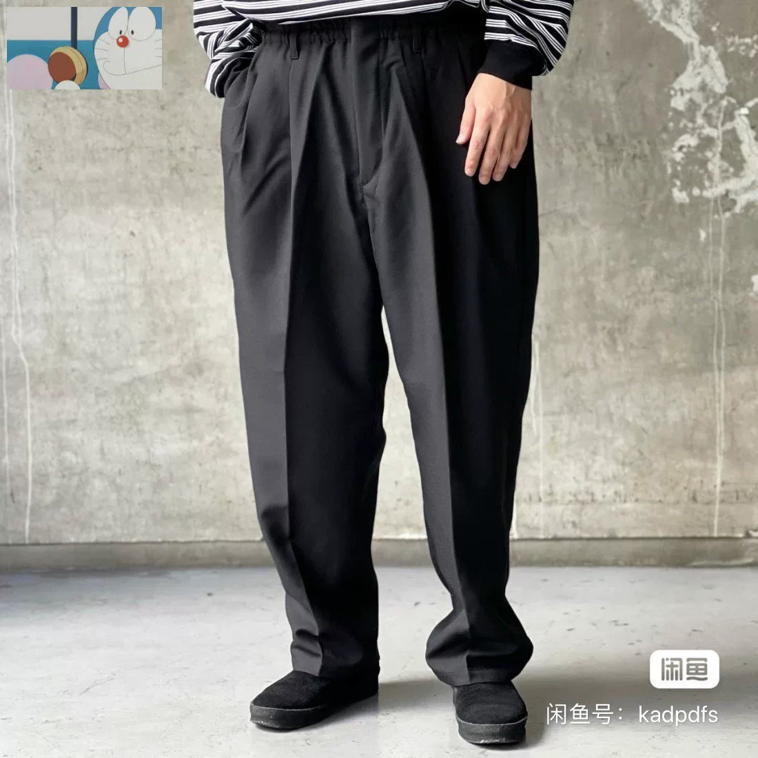 cootie productions wide easy trousers black