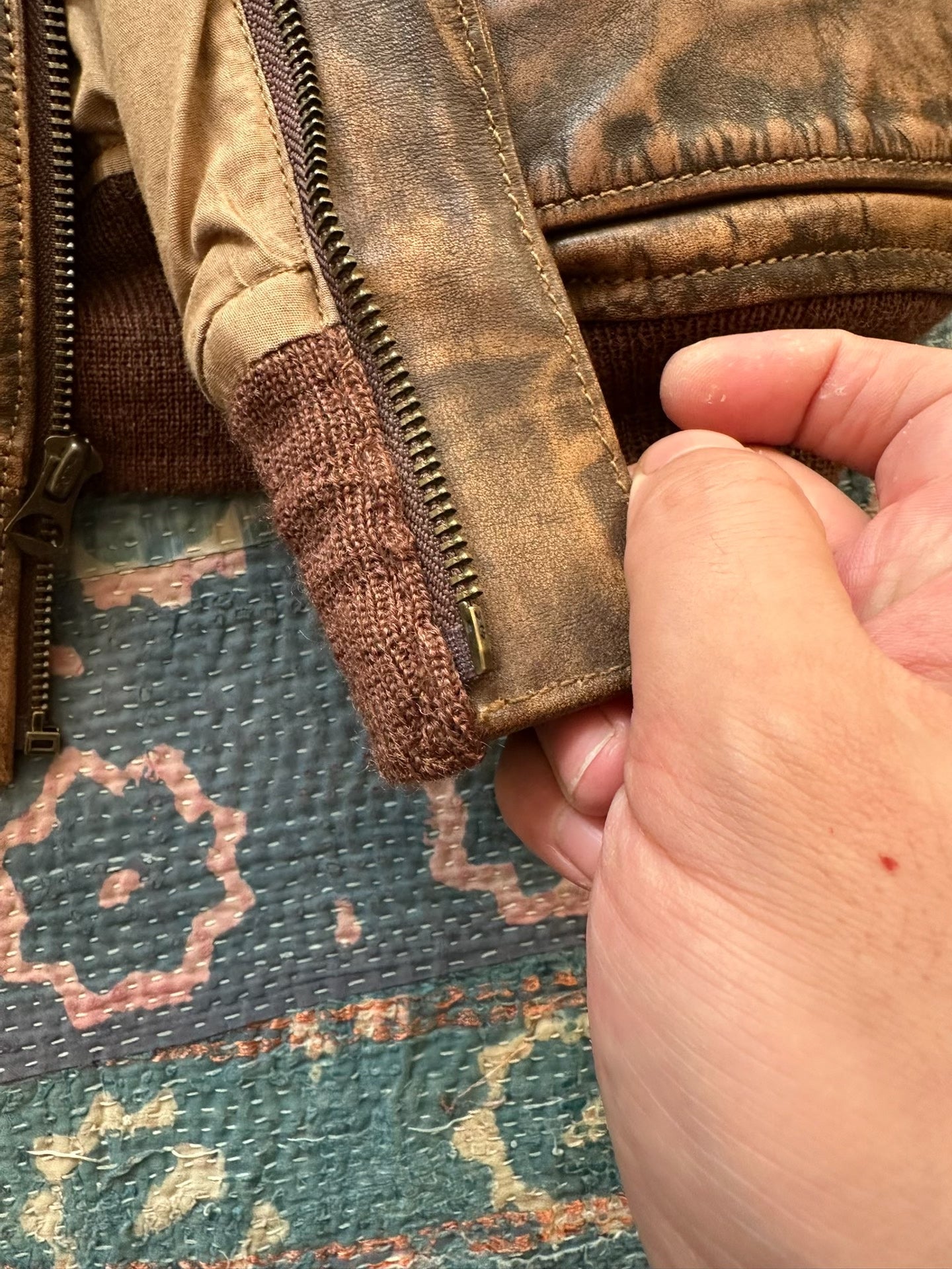 vintage ralph lauren worn leather jacket