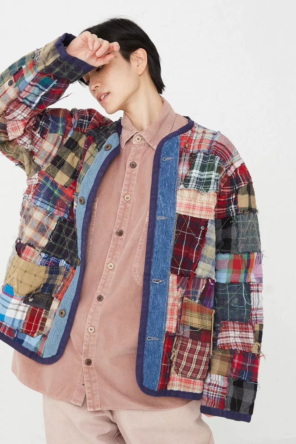 quilted patchwork flannel reversible jacket