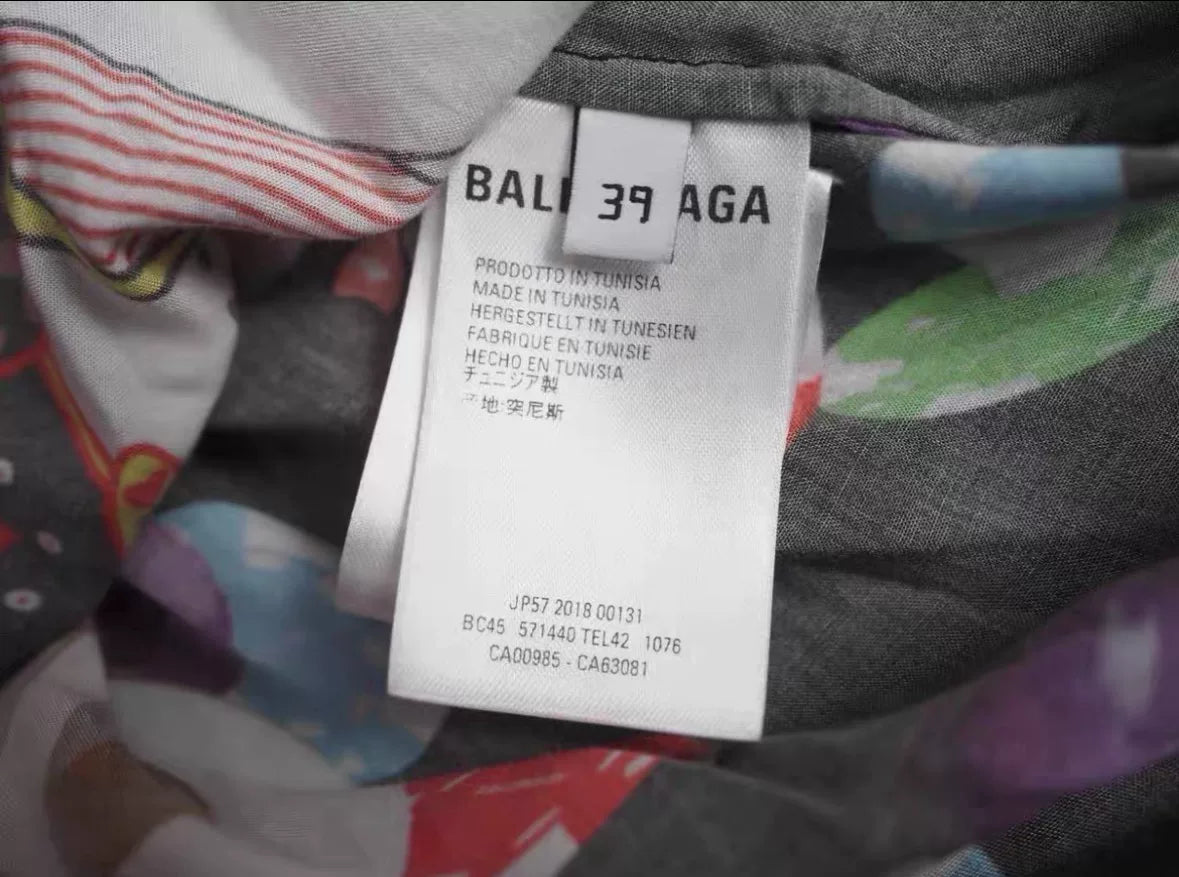 balenciaga black casino print short sleeve shirt