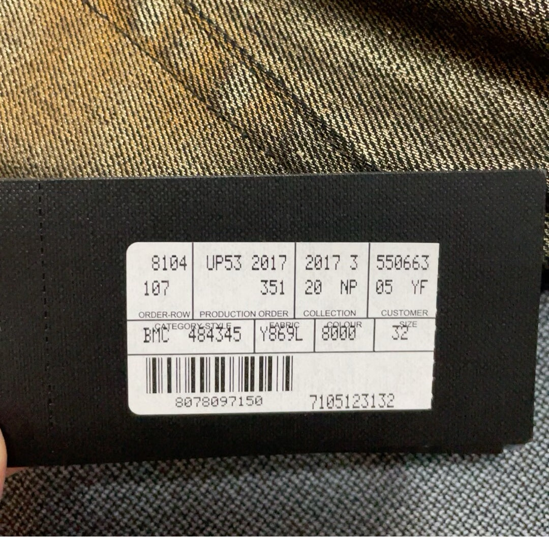 gold coated distressed denim pants size 32