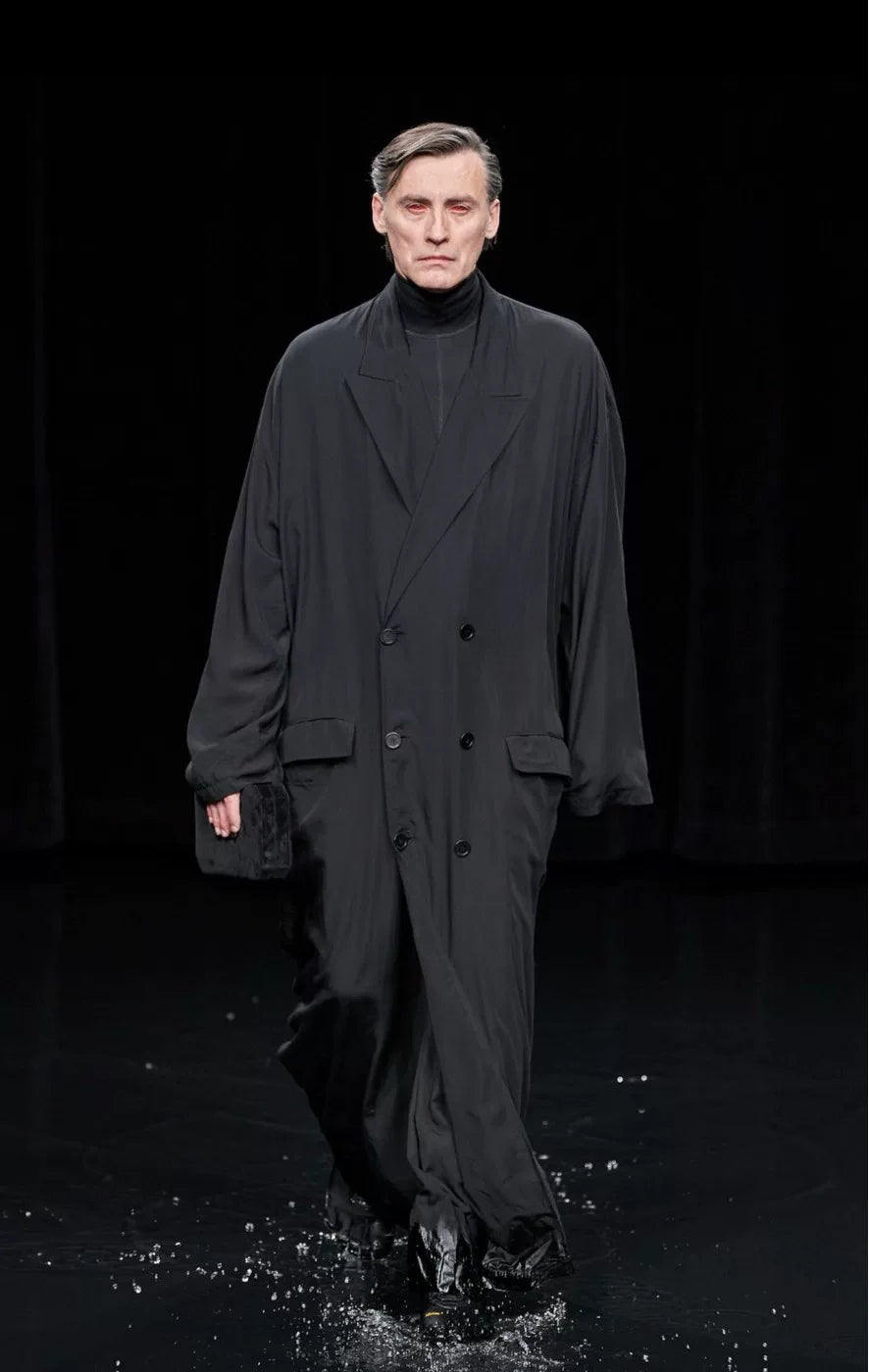 balenciaga oversized black robe coat