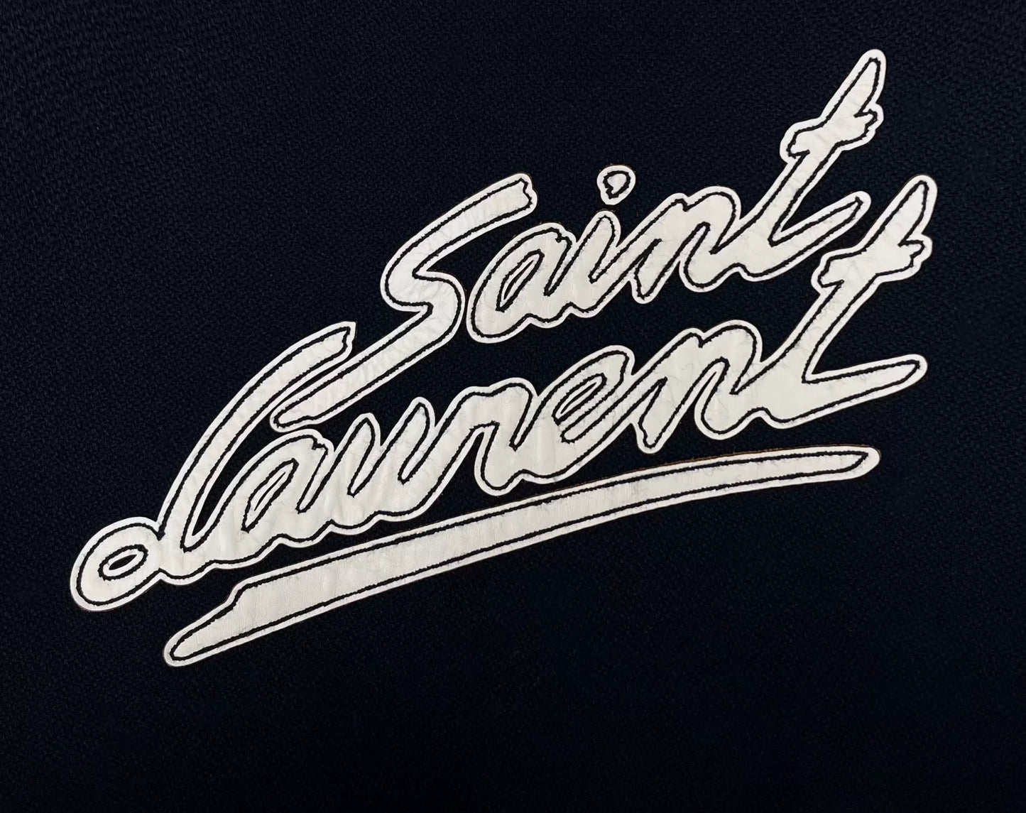 Saint Laurent Black Striped Wool Baseball Jacket