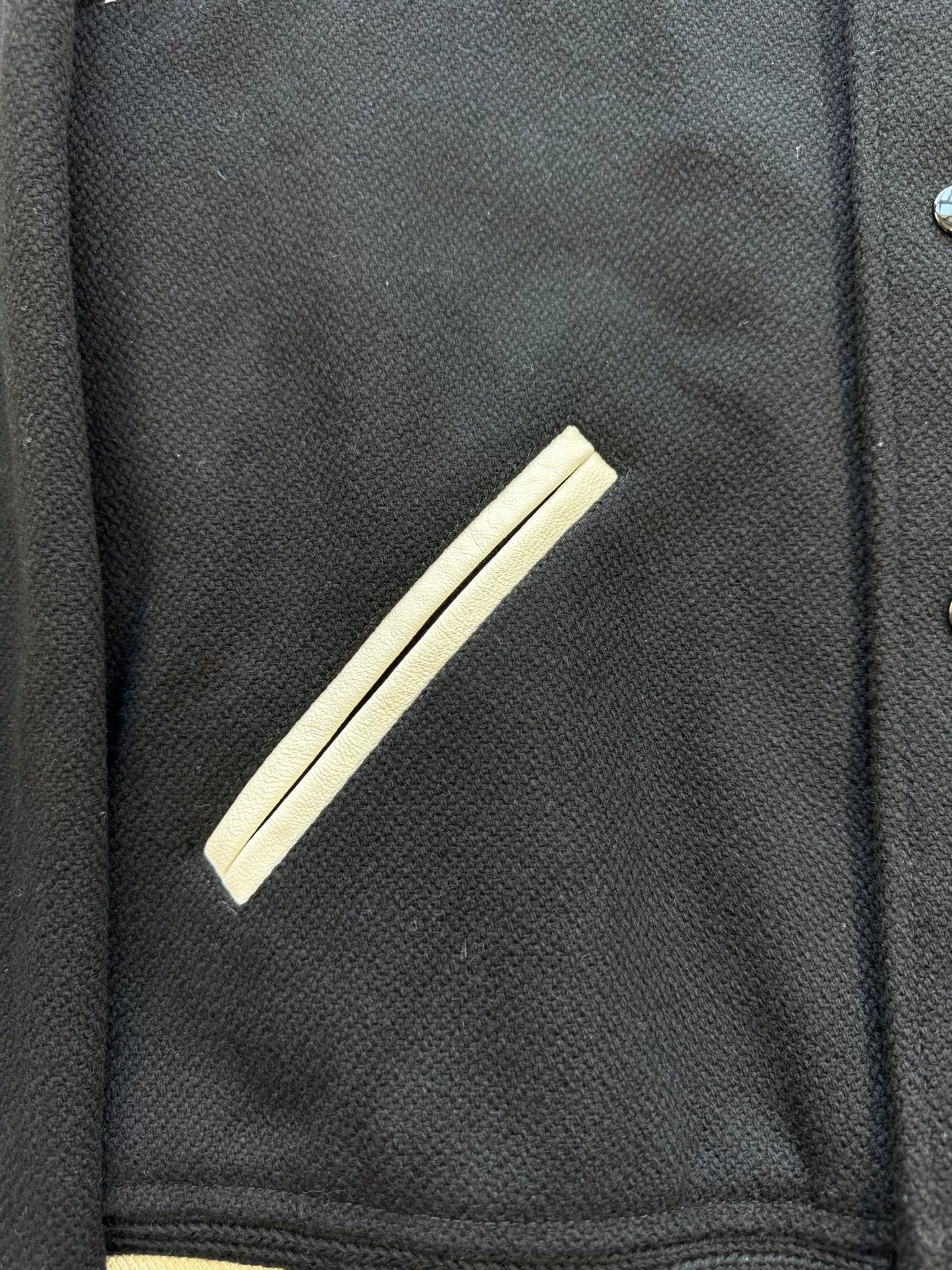 Saint Laurent Black White Leather Baseball Jacket