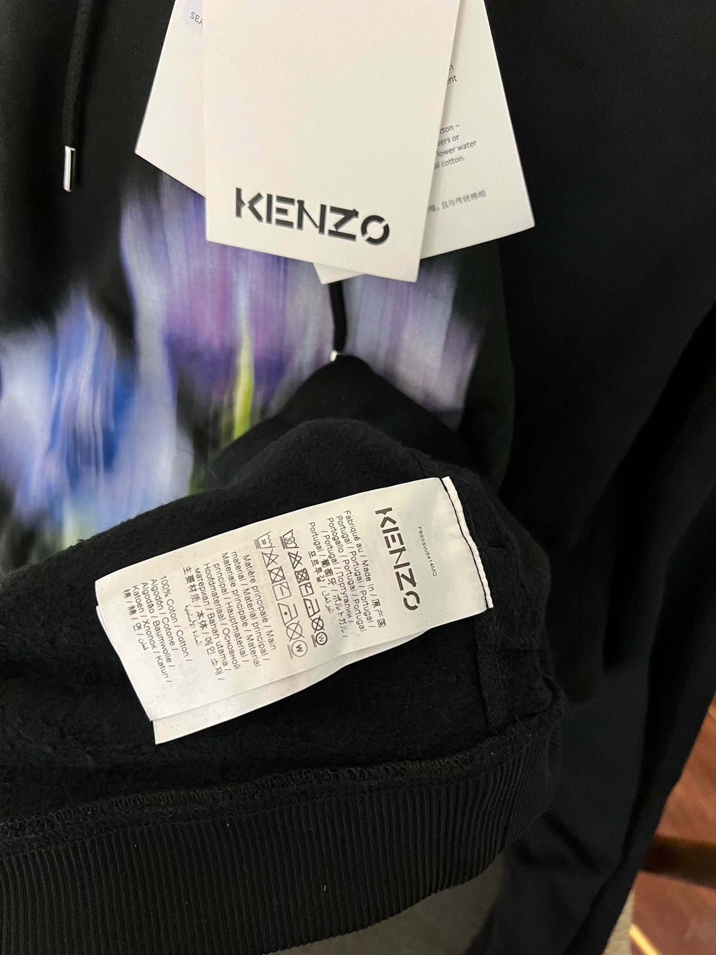 kenzo black hoodie with floral design