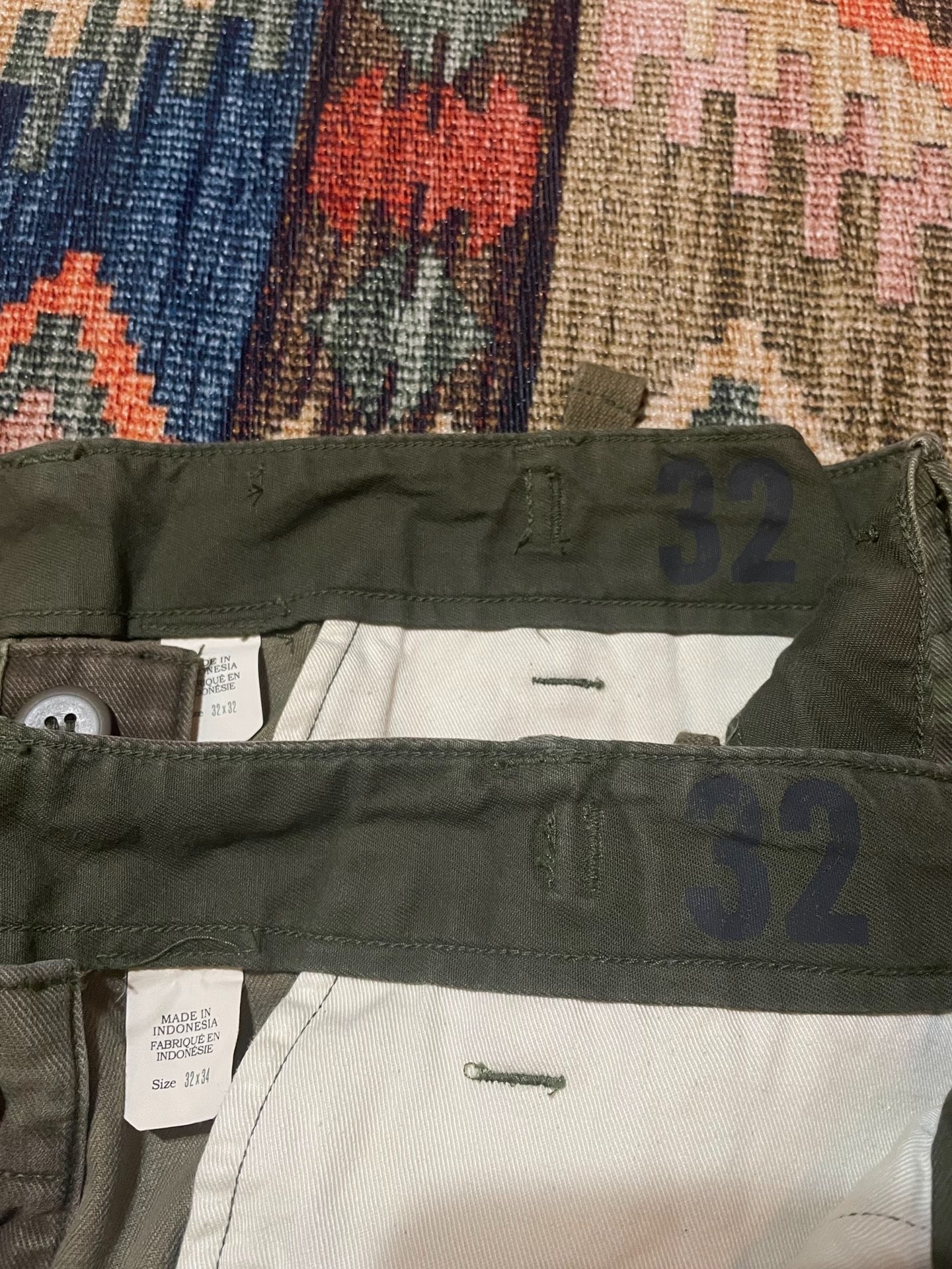 RRL Twill Distressed Camo Cargo Pants