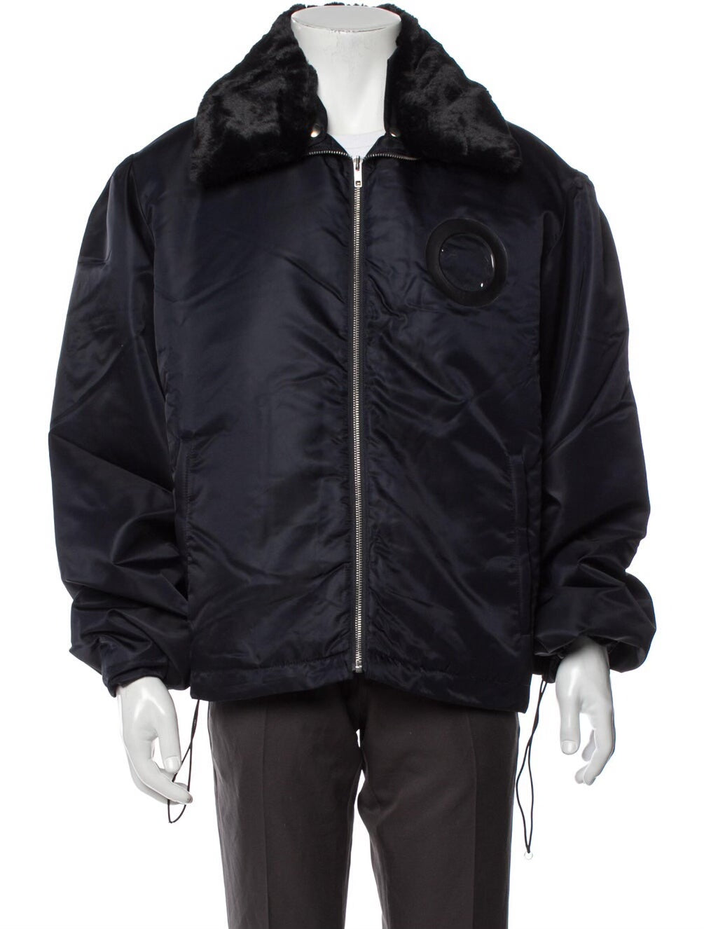 Black Fur-Collared Flight Jacket Size L