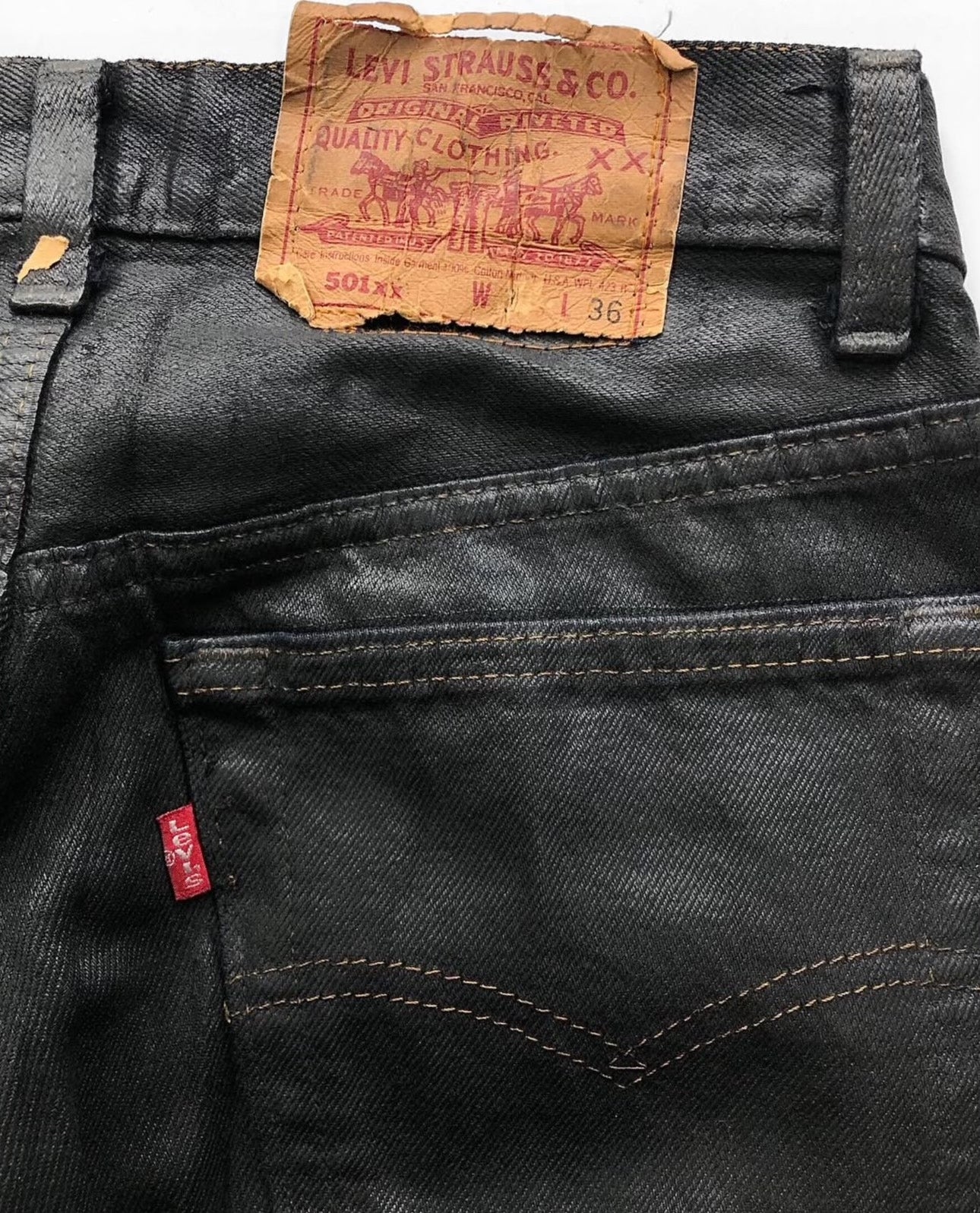 Vintage 1990s Levi's 501xx Black Coated Jeans