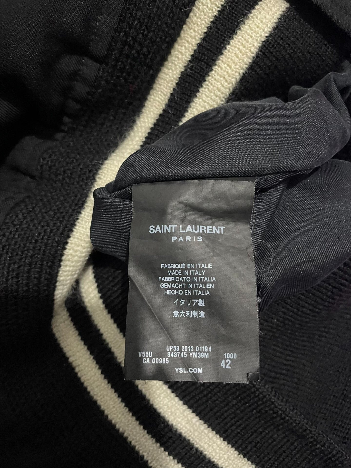 Saint Laurent Leather Sleeves Varsity Jacket