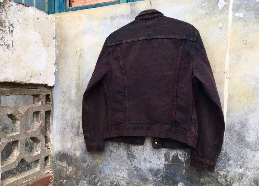 vintage 80s lee denim jacket with unique dye