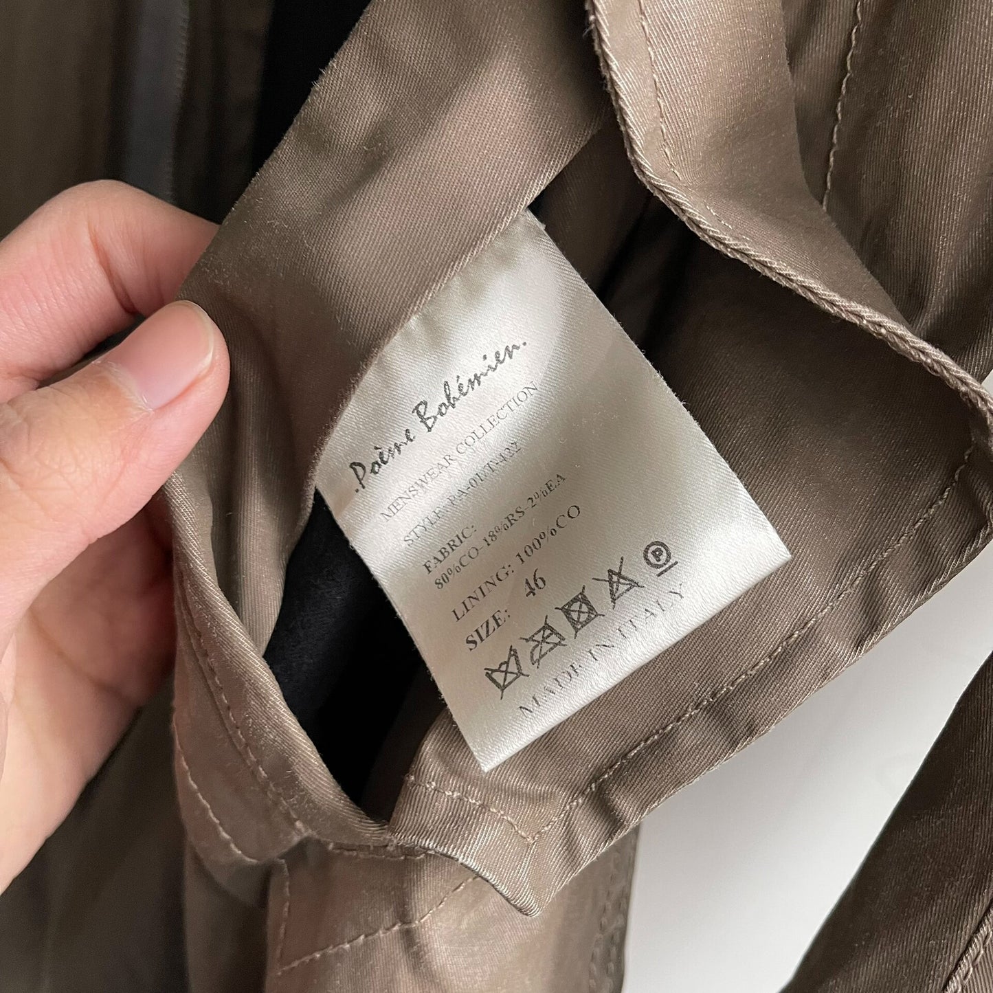 poeme bohemien waxed coat size 46