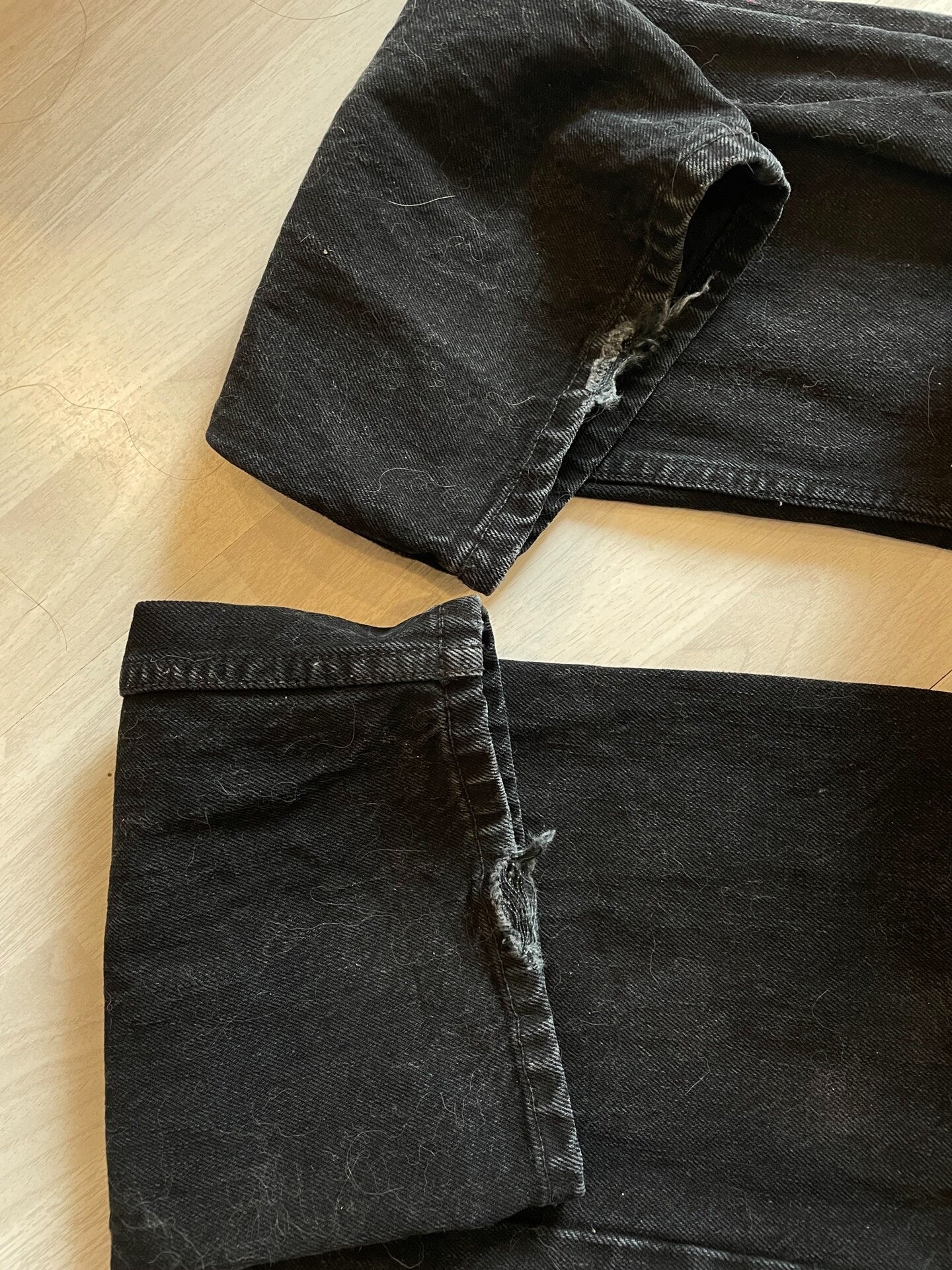 black studded straight-leg denim pants