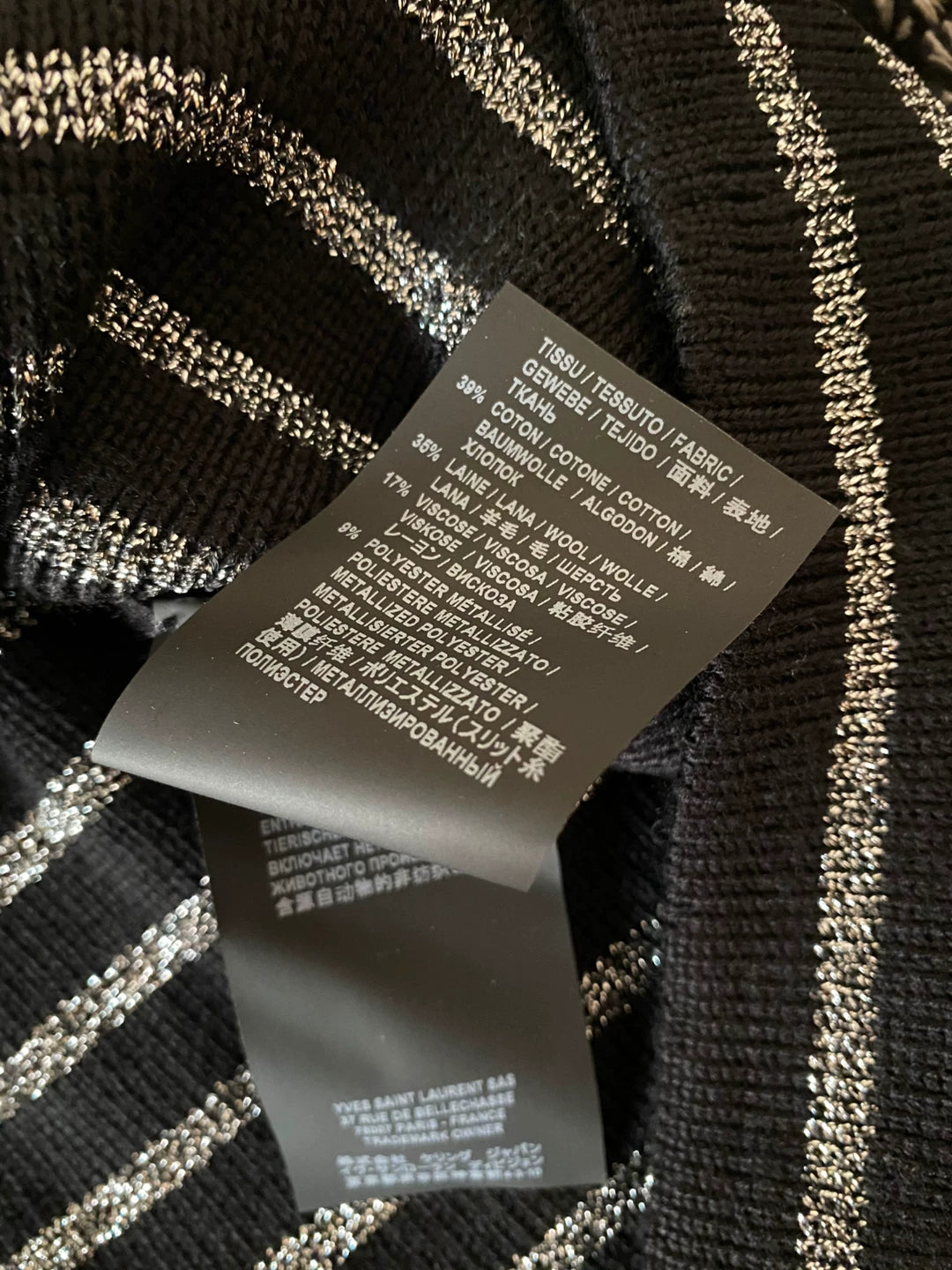 Saint Laurent Men's Silver Stripe Wool Sweater
