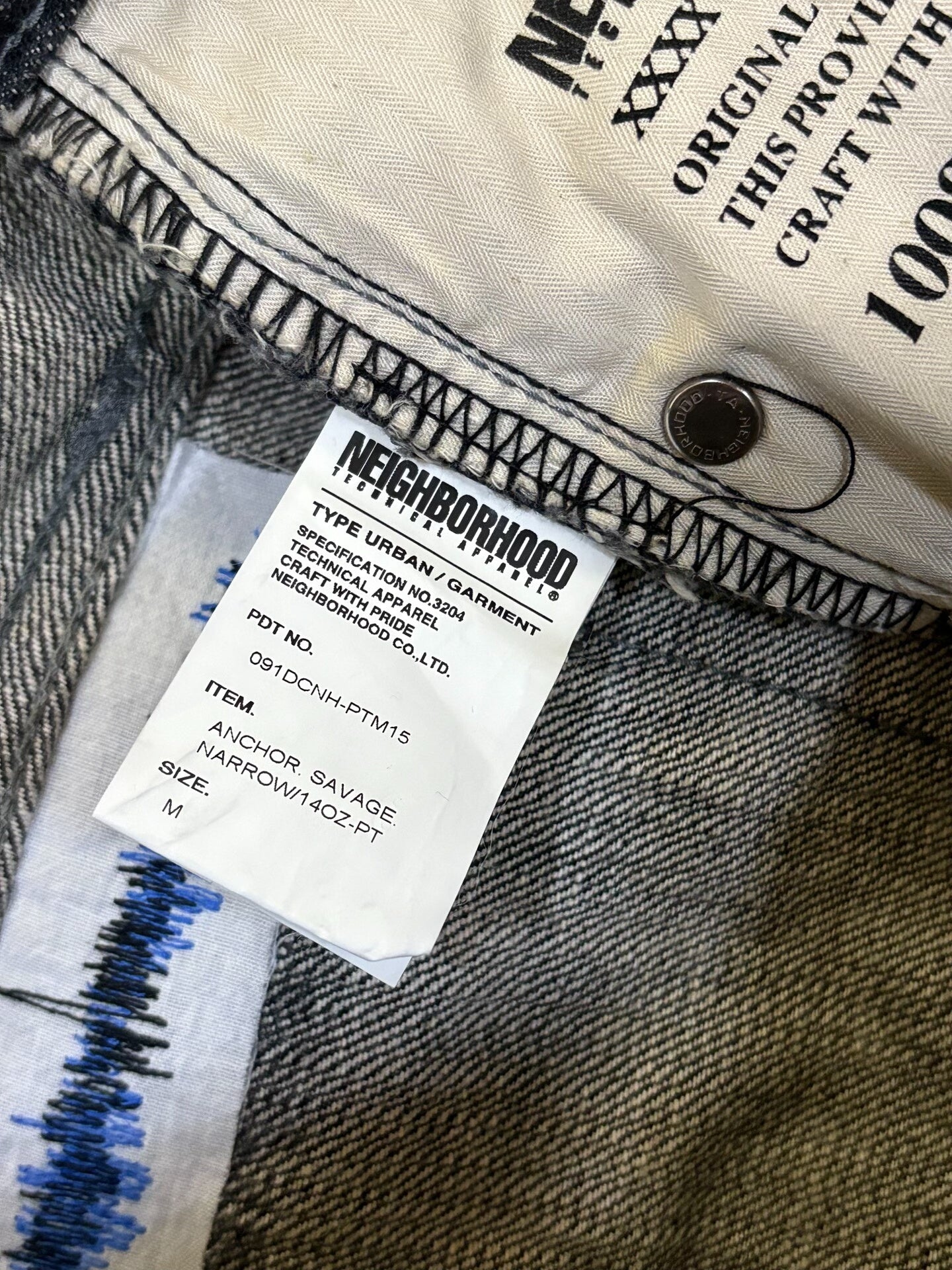 Neighborhood Blue Knife Cut Denim Pants