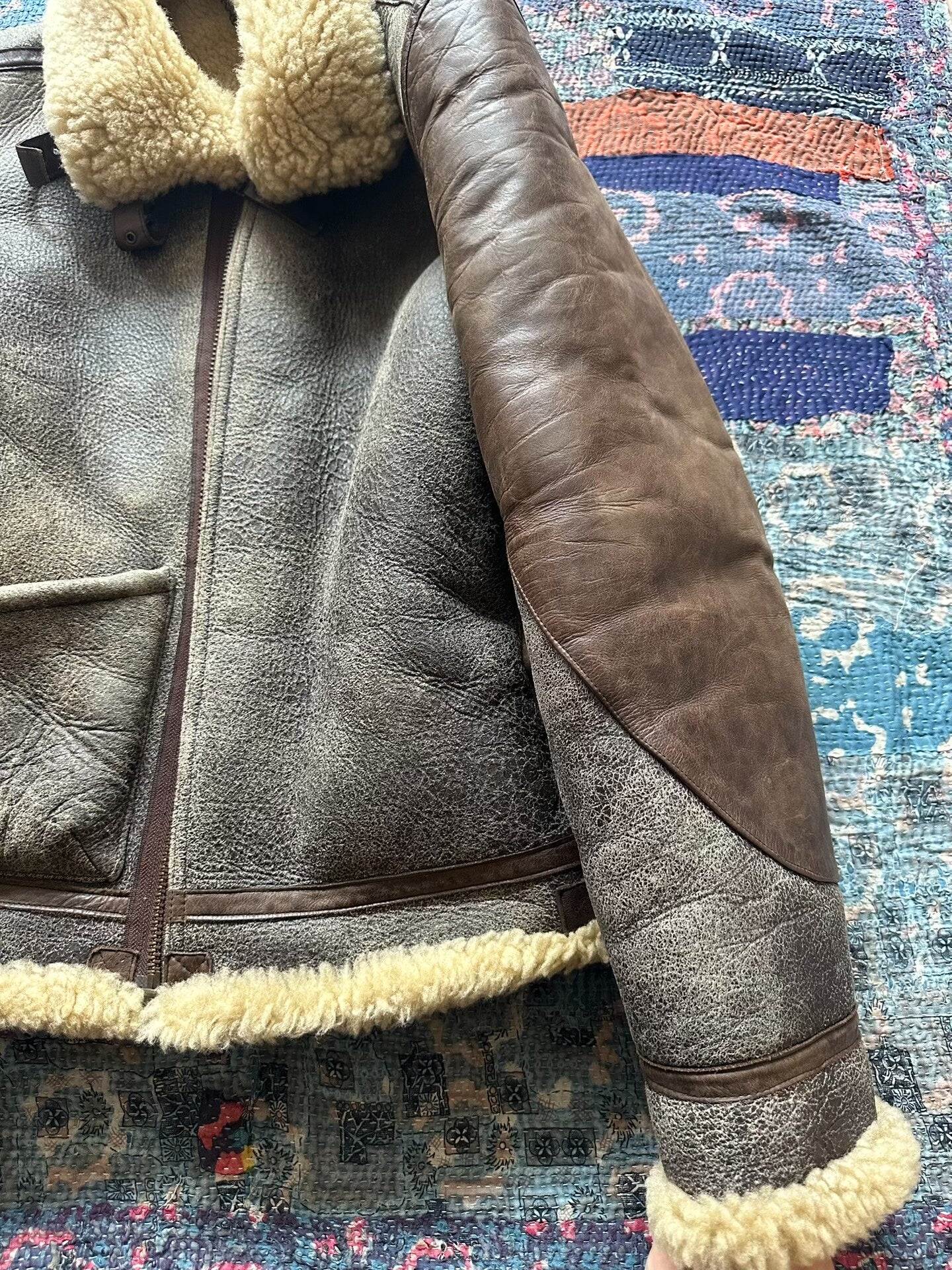 vintage ralph lauren shearling leather jacket