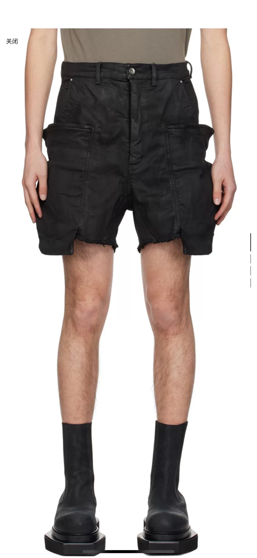 Rick Owens Stefan Cargo Denim Shorts Black