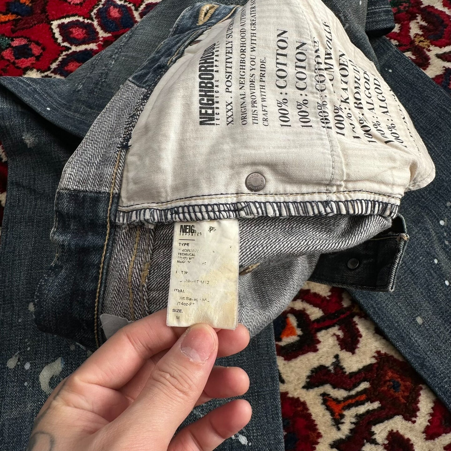 neighborhood splatter denim pants mid size