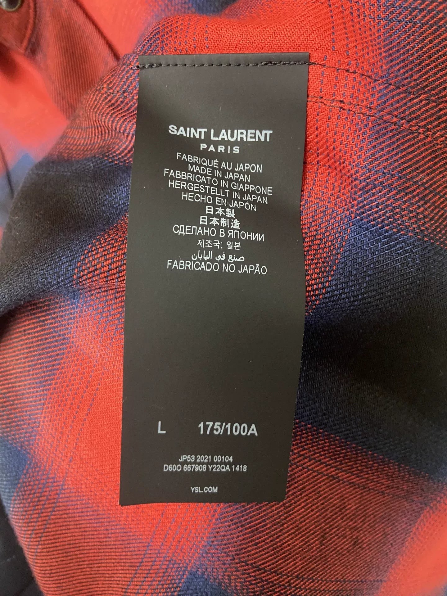 Saint Laurent Red Blue Plaid Shirt
