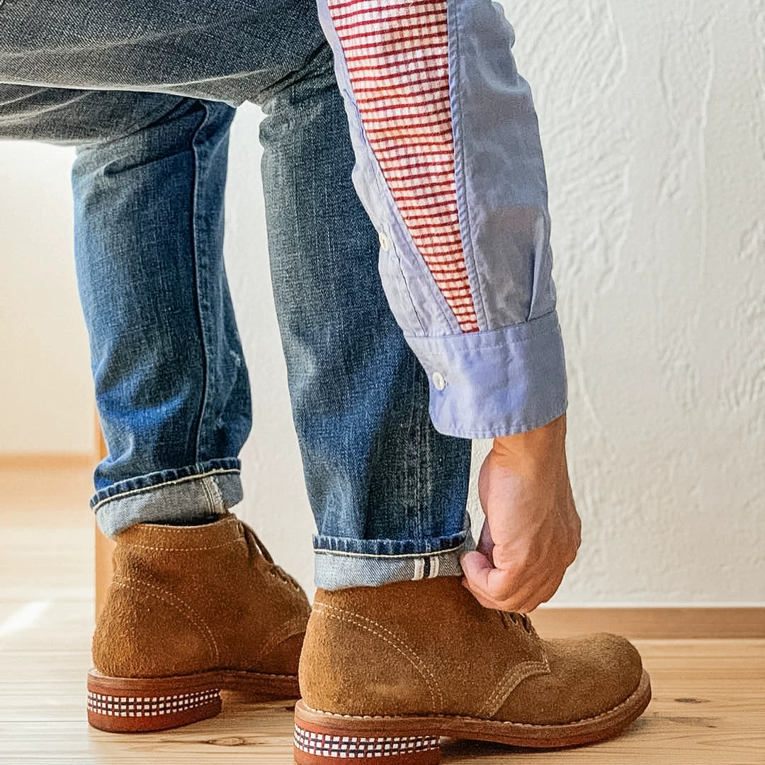 visvim brigadier mid-folk boots with check heel