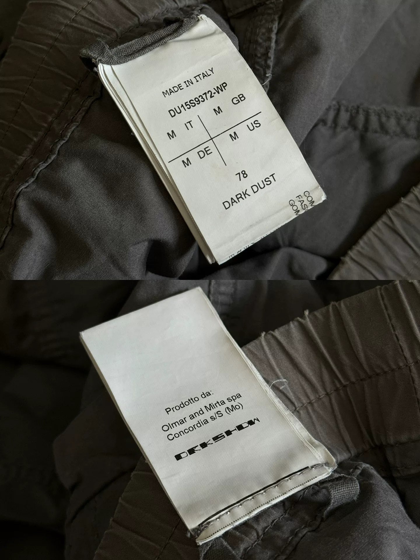 Rick Owens Gray Cargo Drop-Crotch Pants