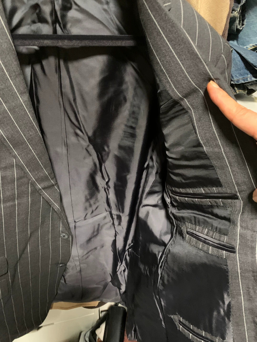 ralph lauren custom tailored gray striped blazer