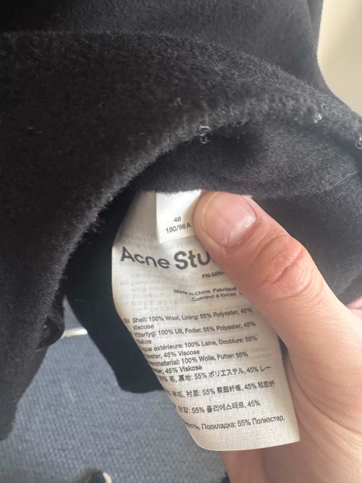 Acne Studios Black Cashmere Jacket Size 48