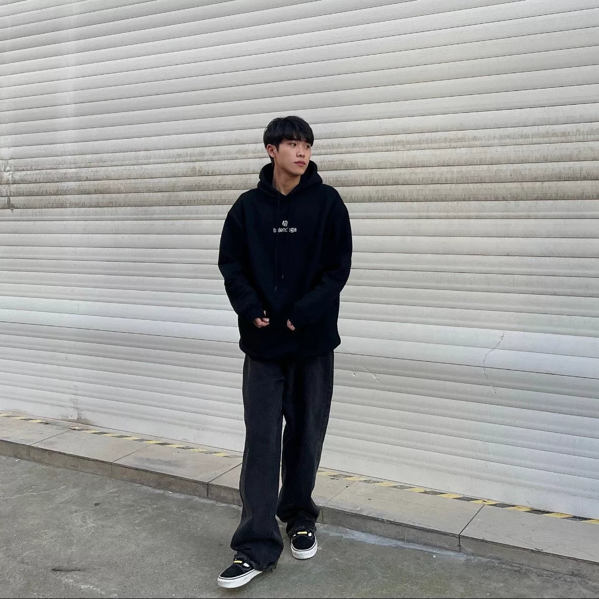 Balenciaga Black Embroidered Hoodie Size S