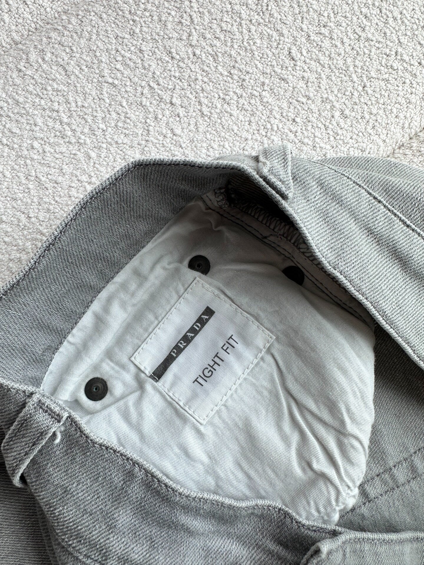 prada men's casual gray jeans