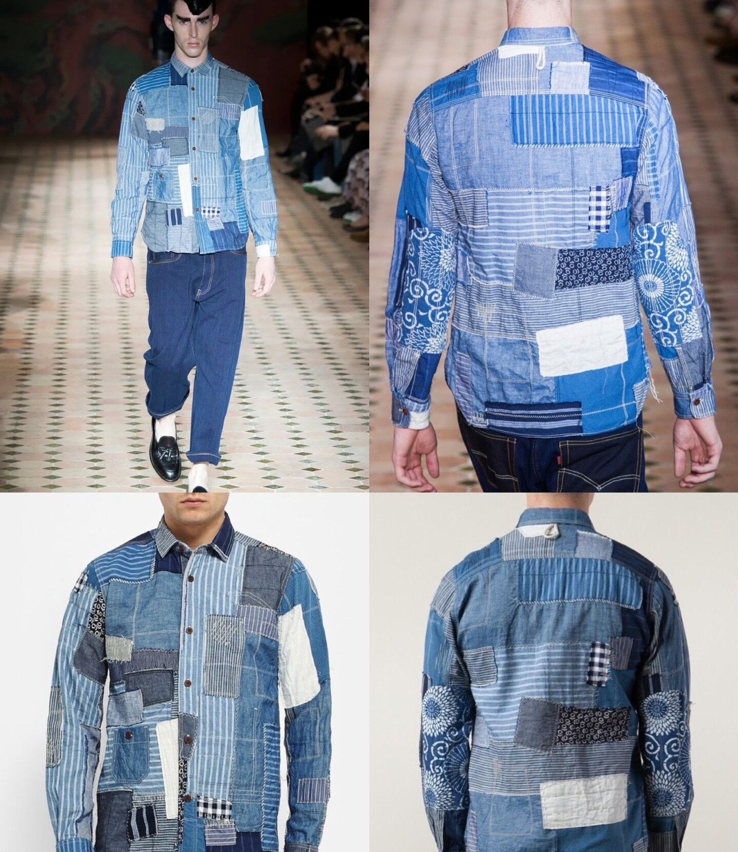 junya watanabe patchwork denim shirt