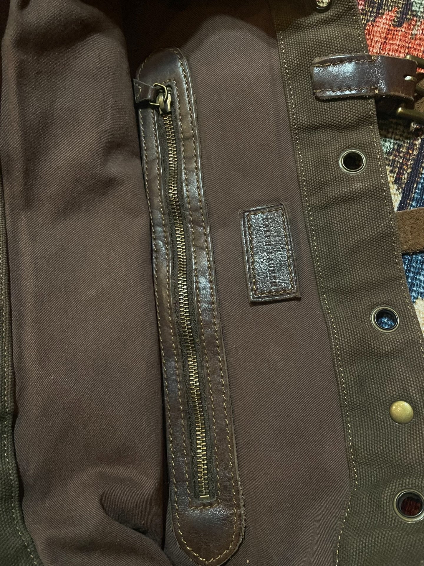 RALPH LAUREN POLO Vintage Canvas Leather Tote