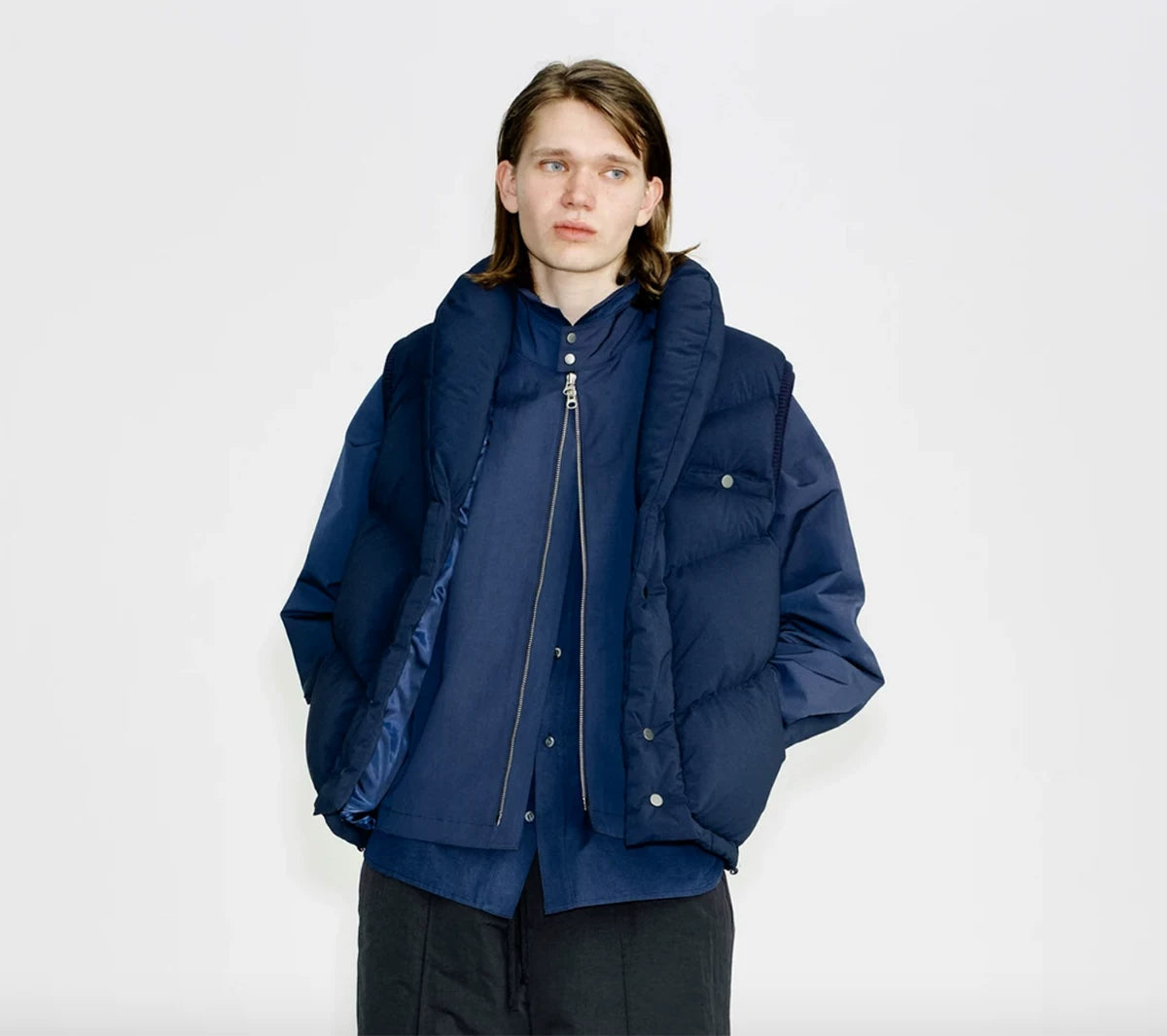 navy alaska down vest for winter