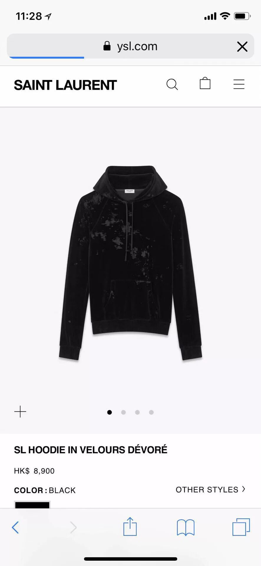 black velvet hoodie from Saint Laurent