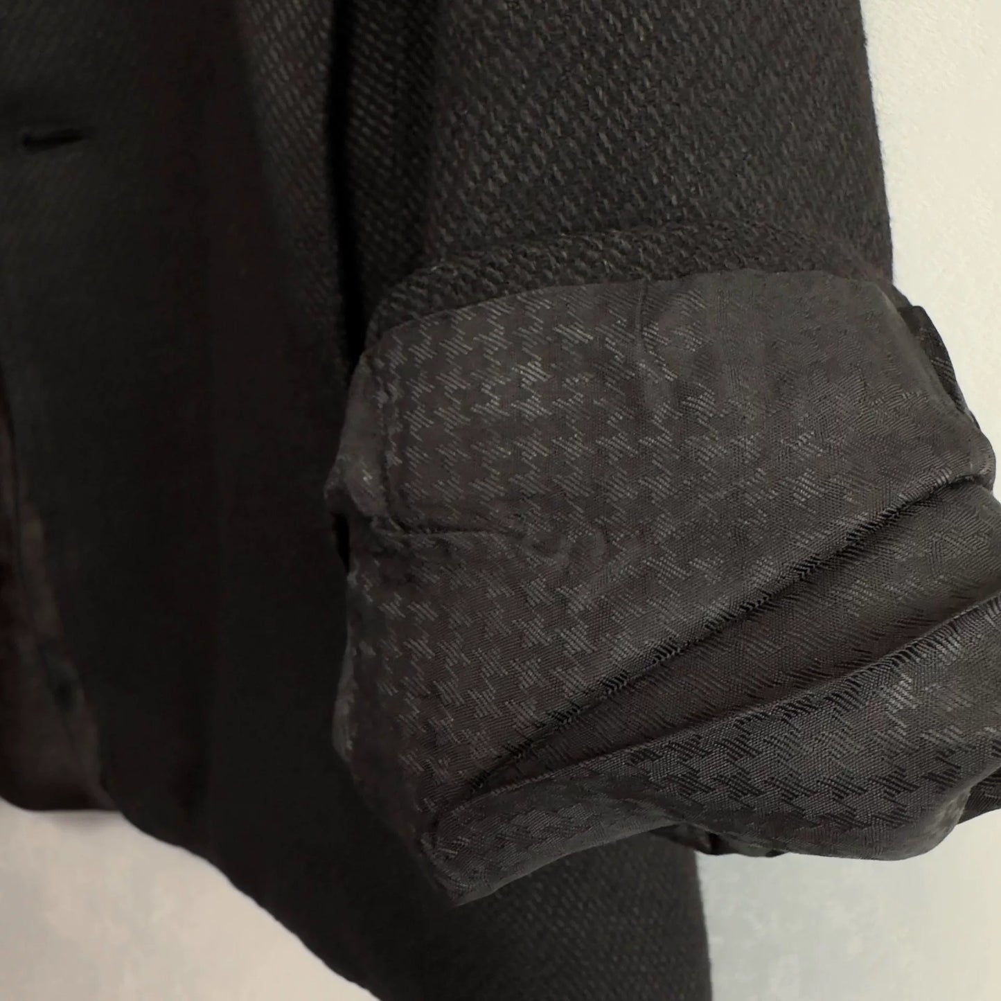 black mix fabric collarless jacket