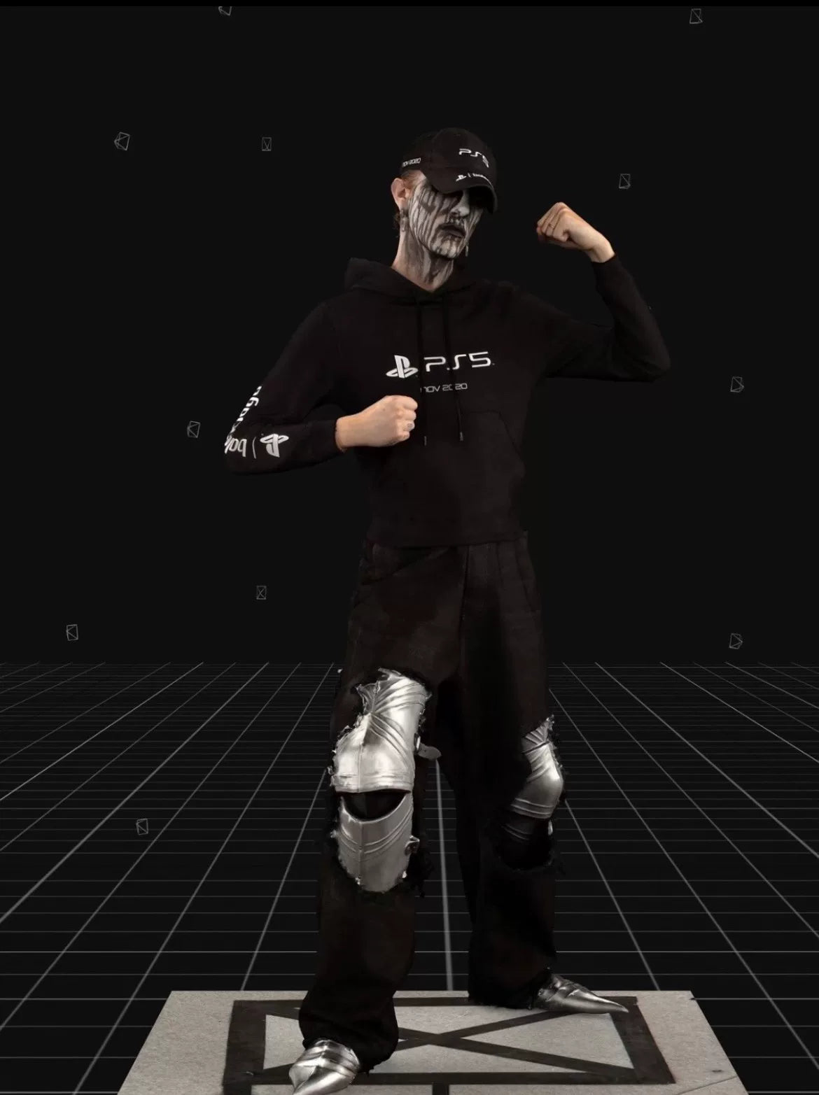 balenciaga ps5 cropped hoodie in black