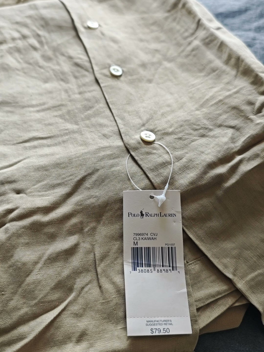 RL Polo Khaki Linen Short Sleeve Shirt