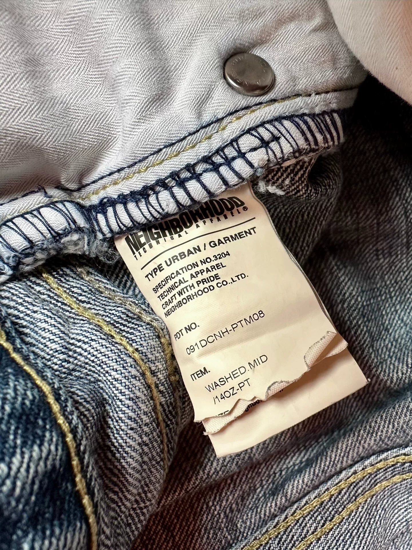 neighborhood washed mid denim pants size XL