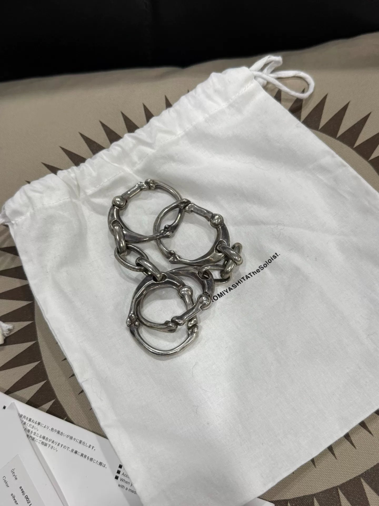 silver bone chain bracelet size L