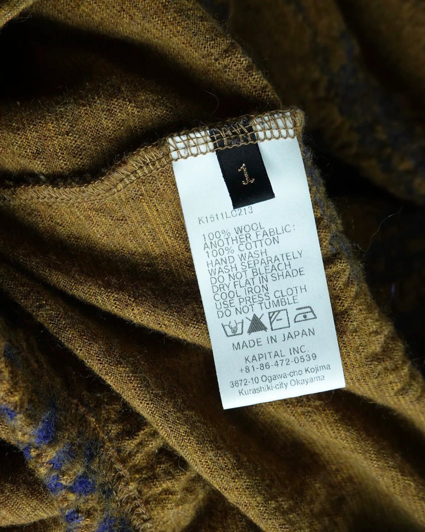 Kapital Wool Long T-Shirt with Indigo Dye