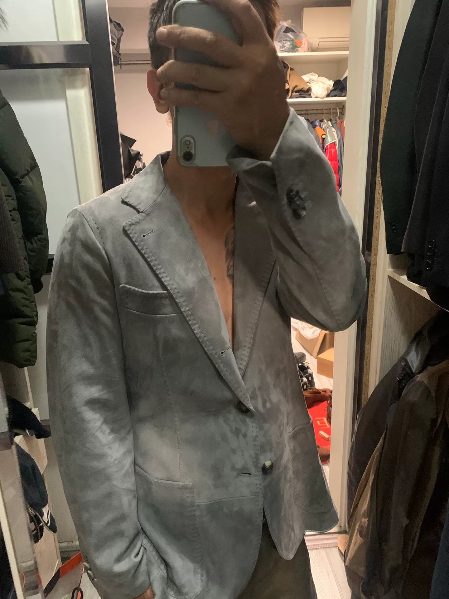 gray suede jacket by Ring Jacket Napoli