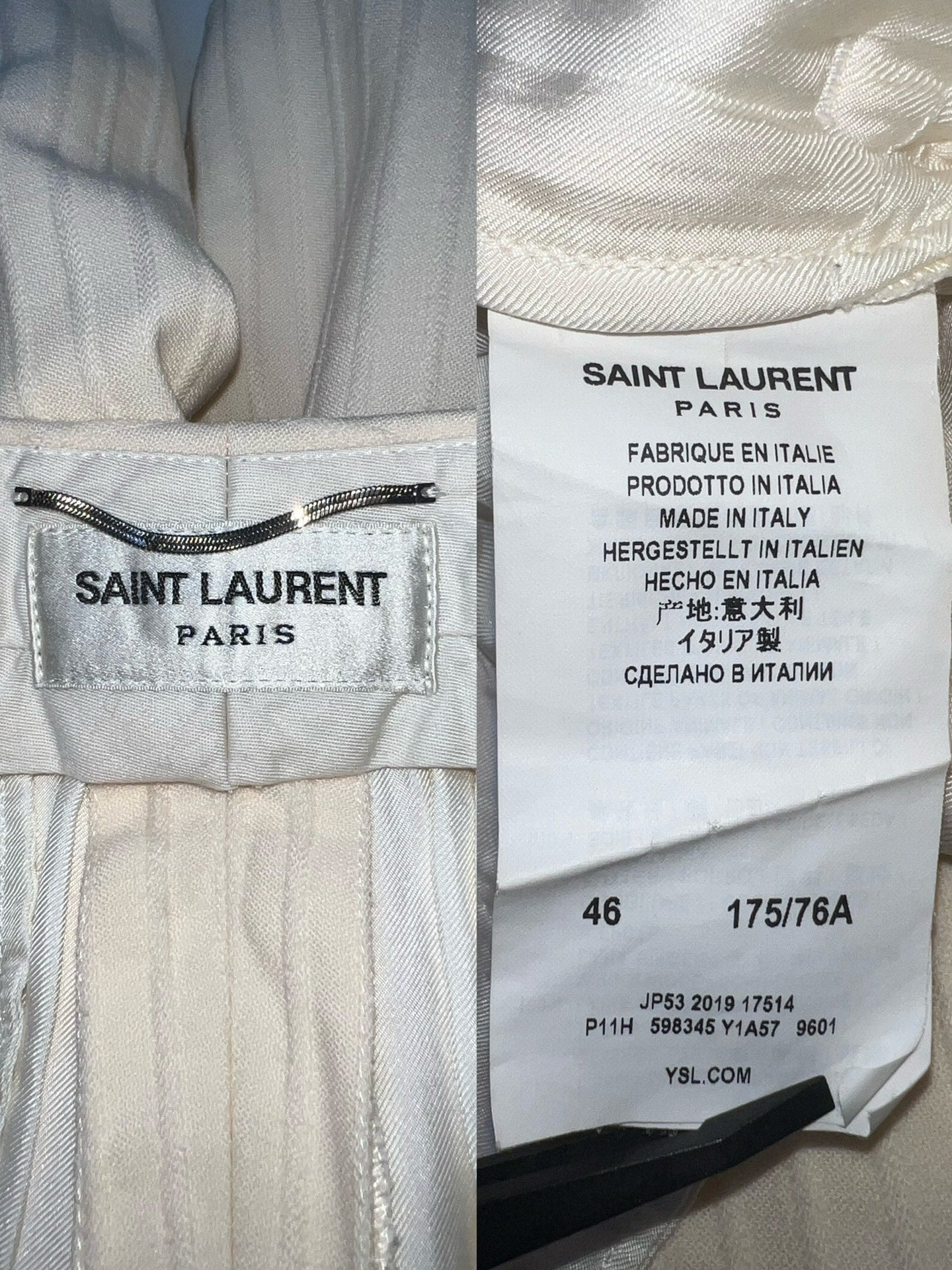 Saint Laurent Beige Pinstripe Suit