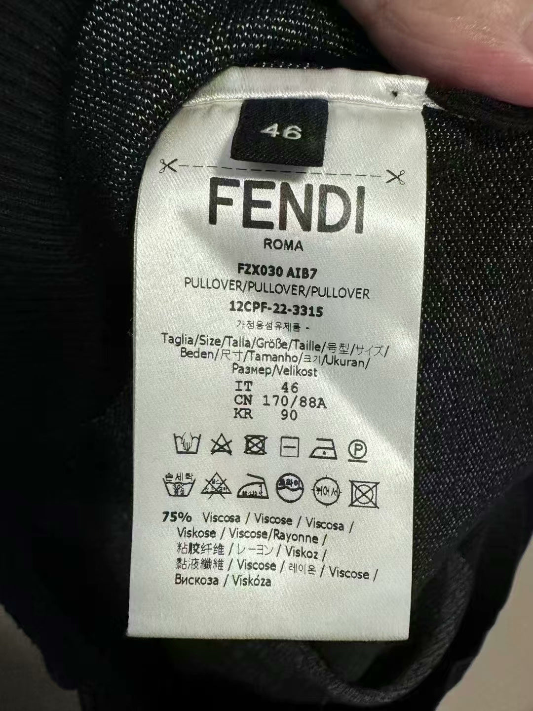 fendi black crew neck sweater size 46