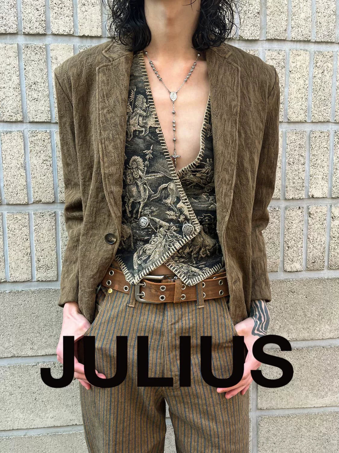 Gray Vintage Fabric Suit Jacket